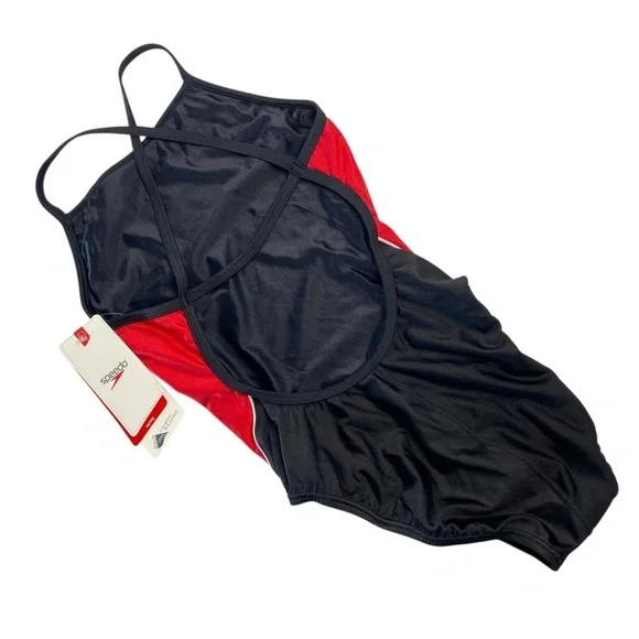 SPEEDO Racing One-Piece Swimwear In black/Red Size 6/32 - NWT - Picture 3 of 6